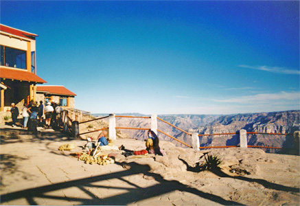 Tarahumara women selling baskets and small items at the Divisadero area CCview