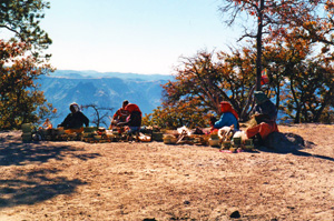 Tarahumara indians at an overlook