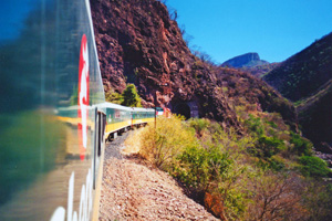 El Chepe train into the Copper Canyon