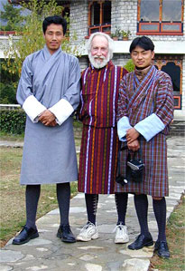 California Native founder Lee Klein with our driver and guide in traditional Bhutanese attire.