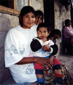 Tarahumara Indian lady and children in Copper Canyon