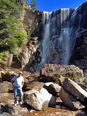 Larry Hanson enjoying the view at Cusarare Falls in Copper Canyon.