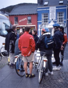 Cyclists meet for lunch in Irish Village