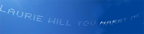 Sky written proposal beseeching the hand of Laurie (formerly Kraft) Pepitone. Sky written proposal beseeching the hand of Laurie (formerly Kraft) Pepitone.