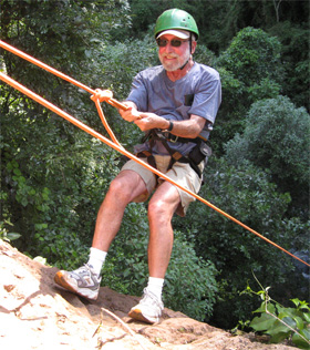 California Native founder, Lee Klein, rappelling in Argentina California Native founder, Lee Klein, rappelling in Argentina