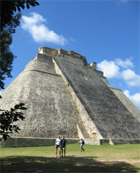 Pyramid of the Magician at the ruins of the Mayan city of Uxmal