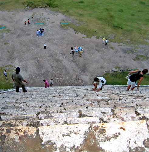 It's a long way down from the top of a Mayan pyramid