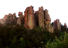 Colorful formations tower above Huetoibo Valley in Copper Canyon