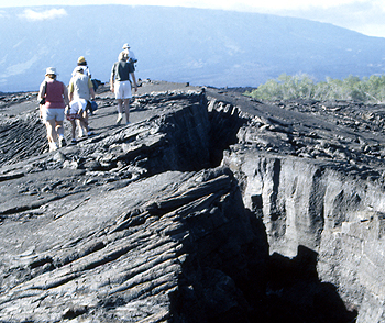 Hiking along a lava cleft