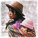 A young Inca girl and her baby in Cuzco, Peru
